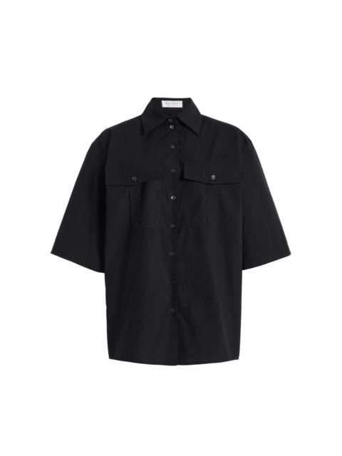MICHAEL KORS COLLECTION Boxy Washed Cotton-Poplin Camp Shirt black