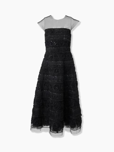 Embroidered Tulle Midi Dress