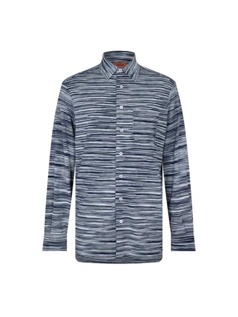 Missoni camp-collar chevron-knit shirt - Blue