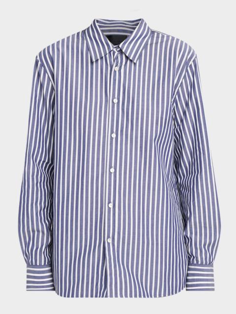 NILI LOTAN Raphael Striped Cotton Poplin Classic Shirt