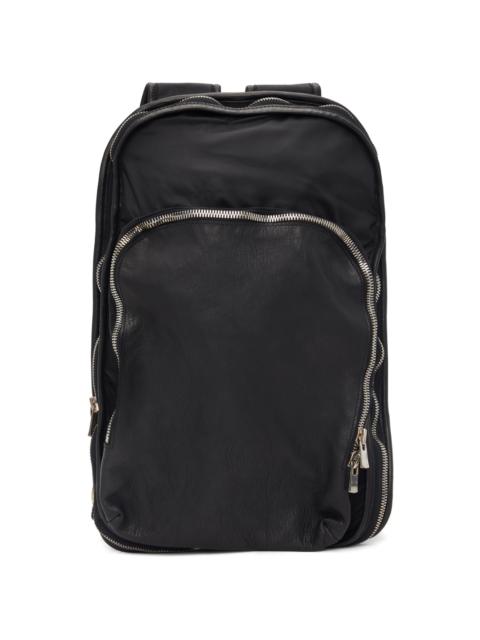 Guidi Black Leather Expandable Backpack