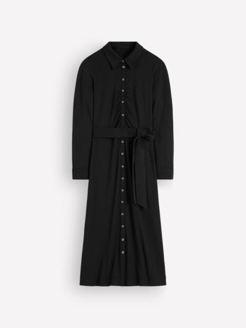 BODEN Ruched Jersey Shirt Dress-Black