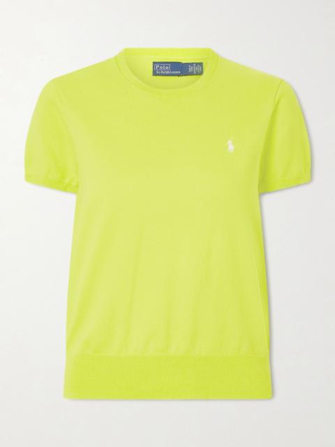 Polo Ralph Lauren Embroidered cotton-blend sweater Lime green