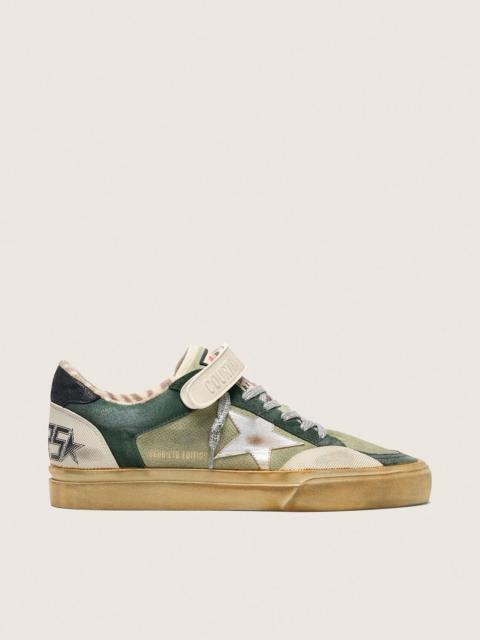 Golden Goose Men's Ball Star LAB in green suede with silver leather star and black suede heel tab