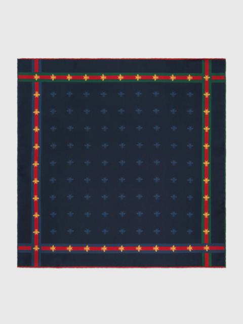 GUCCI Bee pattern silk pocket square