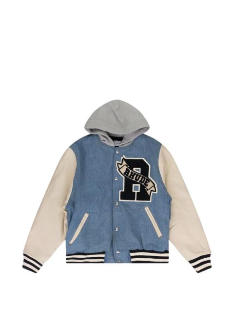 Rhude hooded appliqué varsity jacket