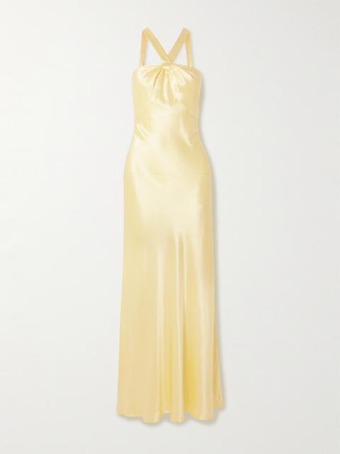 RIXO Losanna Satin Halterneck Maxi Dress