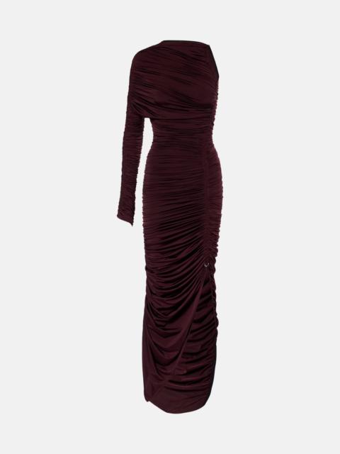 MUGLER Ruched one-shoulder midi dress
