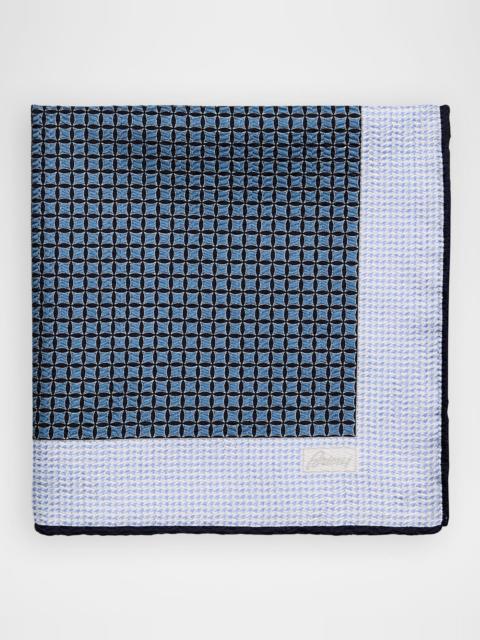 Brioni Men & apos;s Micro-Jacquard Hand-Rolled Silk Pocket Square