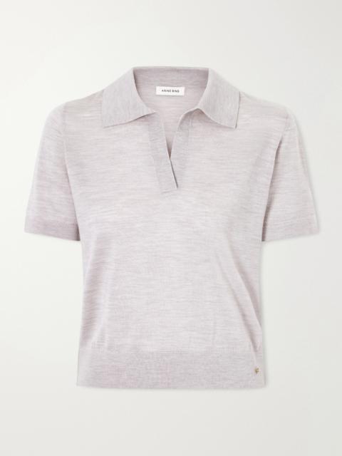 ANINE BING Moni Wool And Cashmere-blend Polo Sweater