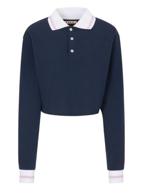 Marni long-sleeve striped-trim polo shirt