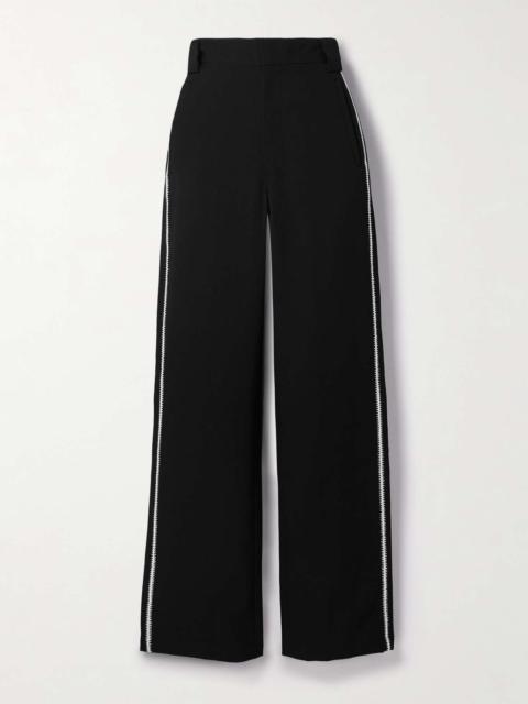 diotima Thirds embroidered wool-twill straight-leg pants