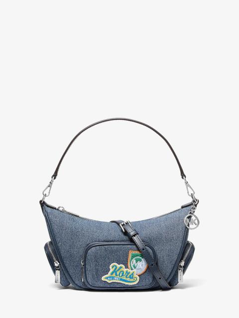 MICHAEL KORS Merritt Small Embellished Denim Convertible Crossbody Bag