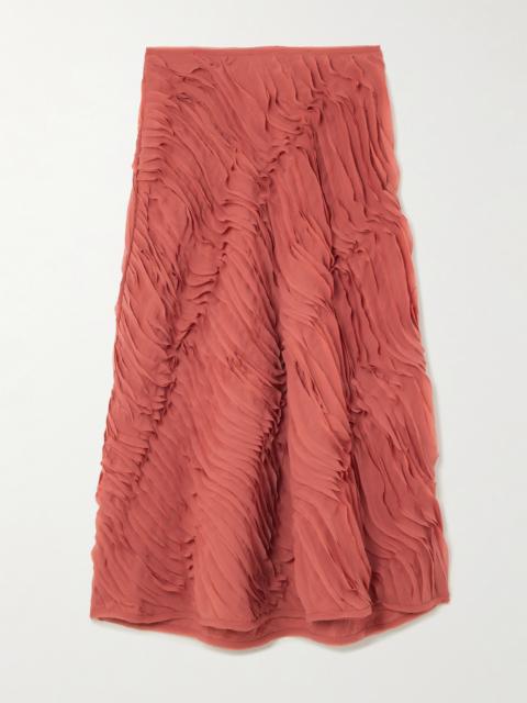 ULLA JOHNSON Amiko Ruffled Chiffon Midi Skirt