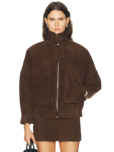 AEXAE Lamb Leather Suede Aviator Jacket