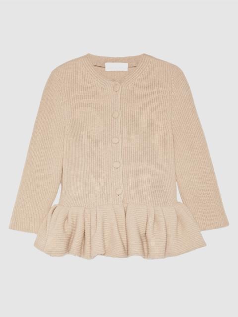 LIBEROWE BEIGE PEPLUM CASHMERE CARDIGAN