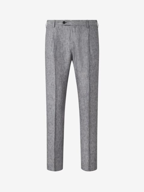 CORNELIANI Single-dart grey trousers made from pure linen chambray