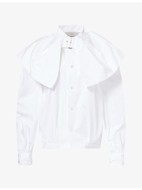Noir Kei Ninomiya Oversized-Bow Stand-Collar Woven Shirt