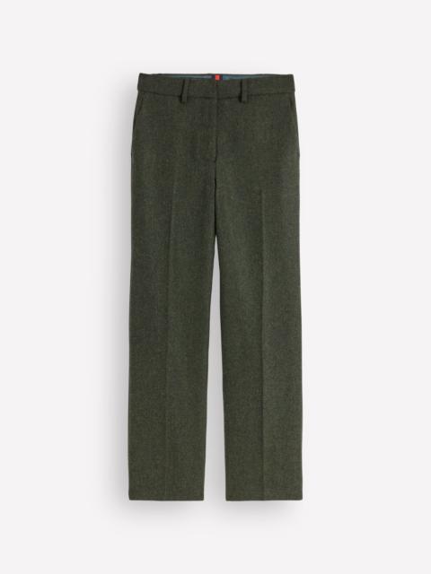 BODEN Canonbury Wool Blend Pants-Dark Green Herringbone