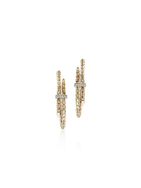JOHN HARDY Spear Hoop Earring, Gold, Diamonds, 40MM