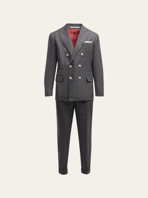 Brunello Cucinelli Men's Hollywood Glamour Cashmere-Silk Double-Breasted Suit