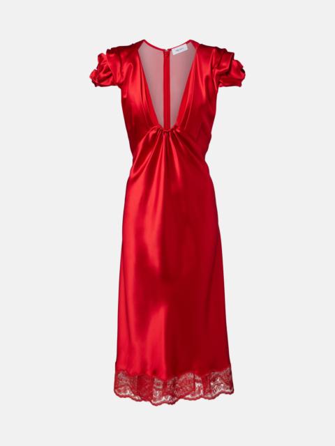 Alexander McQueen Lace-trimmed satin midi dress