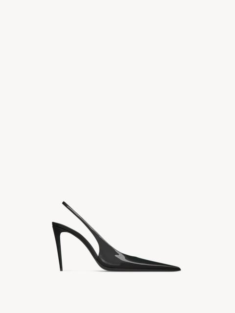SAINT LAURENT GUERMANTES SLINGBACK PUMPS IN PATENT LEATHER