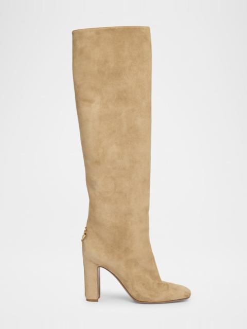 Dolce & Gabbana Suede Block-Heel Knee Boots