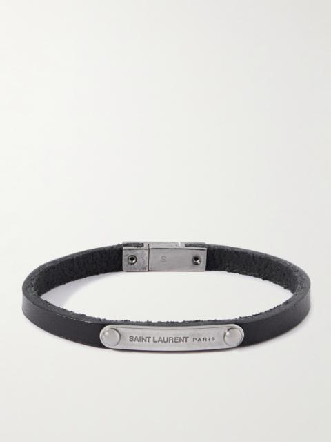 SAINT LAURENT Leather and Palladium Bracelet
