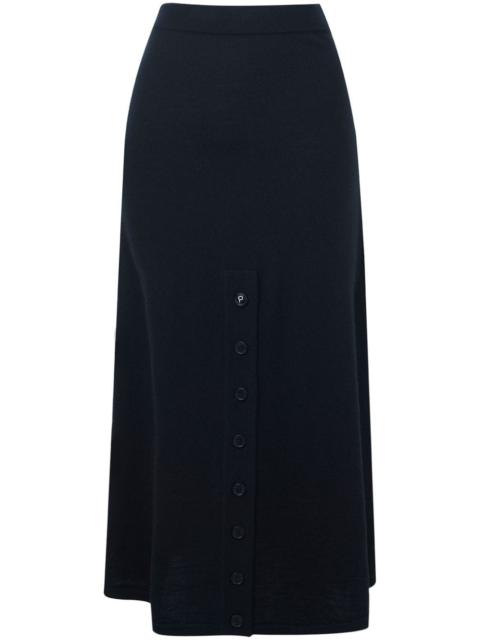 Ports 1961 button placket wool midi skirt
