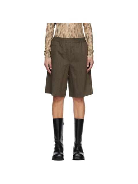 GANNI Brown Light Wool Melange Boxer Shorts