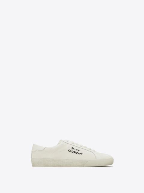 SAINT LAURENT court classic sl/06 embroidered sneakers in canvas and leather