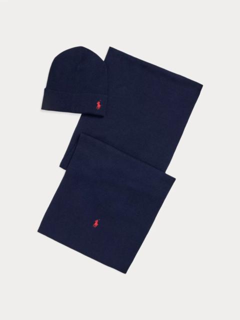 Polo Ralph Lauren Rib-Knit Cotton Beanie & Scarf Gift Set