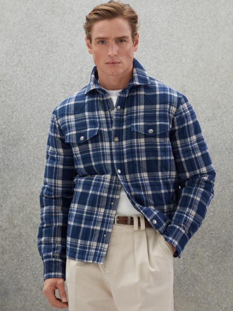 Brunello Cucinelli Cotton madras flannel overshirt with Thermore® padding