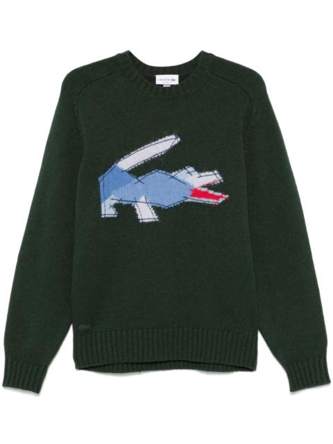 LACOSTE crocodile-pattern wool sweater