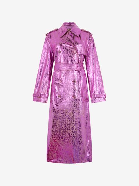 Laminated Metallic-Effect Trench Coat