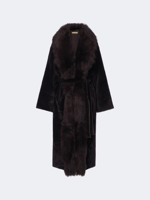 NOUR HAMMOUR Isadora shearling wrap coat