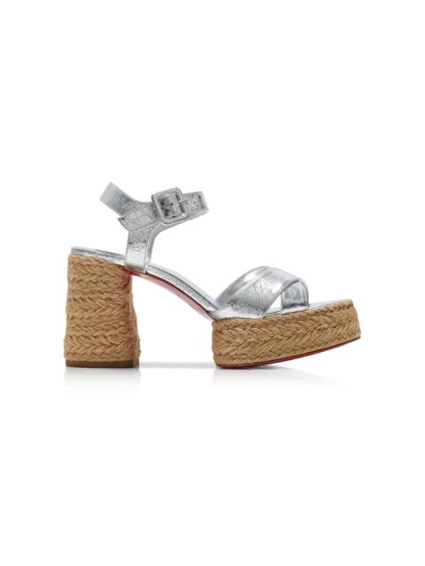 Christian Louboutin Calakala 85mm Metallic Leather Sandals silver