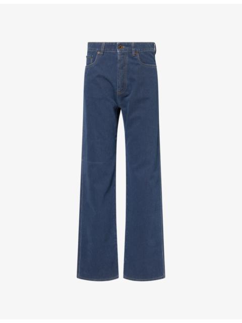 Miu Miu Embroidered-Logo Straight-Leg Denim Jeans