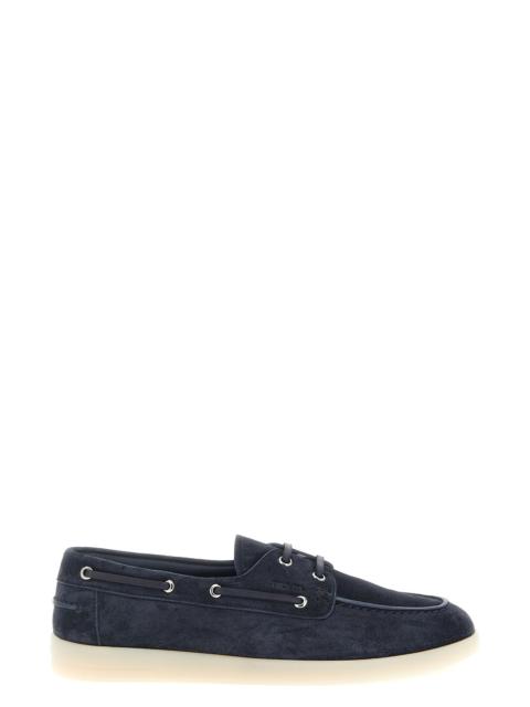 Prada Prada Suede Boat Shoes With Embossed Logo