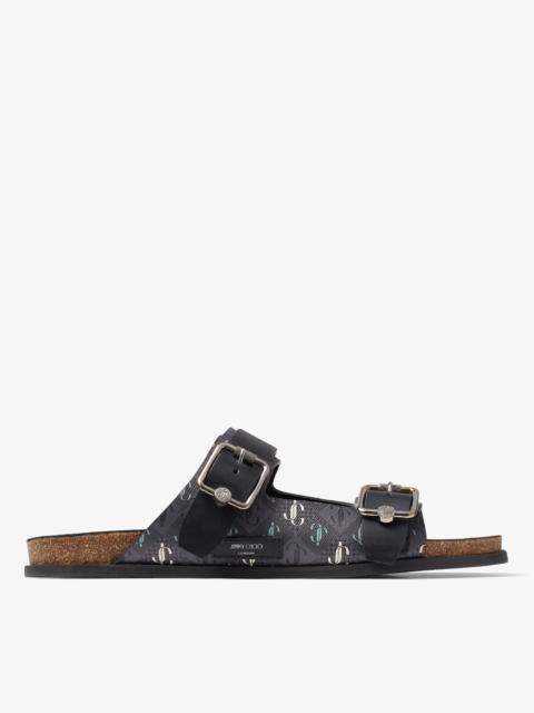 Jimmy Choo Egon Smoke JC Monogram Leather Espadrilles