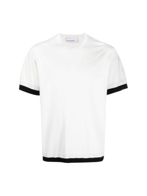 contrast-trim round-neck T-shirt