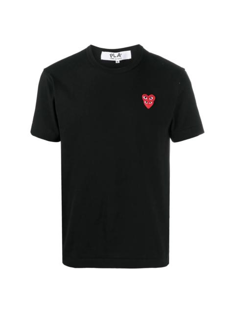 heart-embroidered crew-neck T-shirt