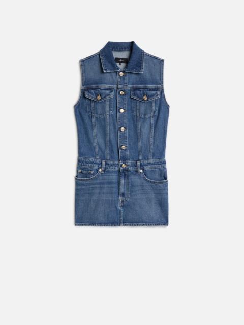 7 For All Mankind DARTED MINI DRESS in Comfort Seaside