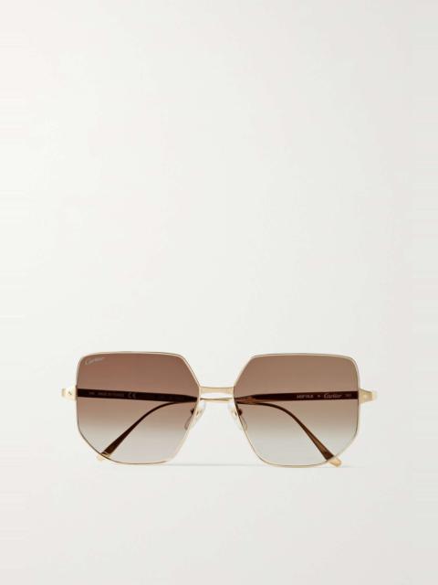 Santos de Cartier hexagon-frame gold-tone sunglasses