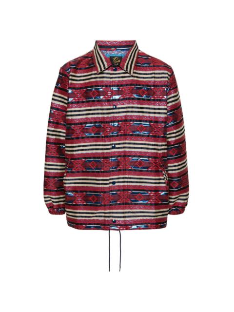 patterned-jacquard striped shirt jacket