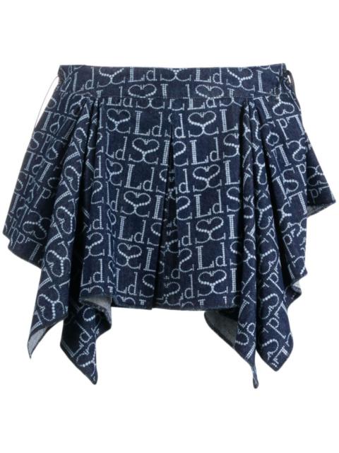 LUDOVIC DE SAINT SERNIN monogram-pattern asymmetric miniskirt