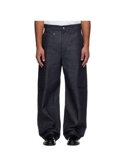 Givenchy Navy Herringbone Denim Cargo Pants
