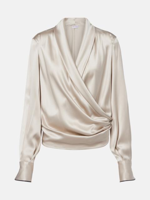 Brunello Cucinelli Draped silk-blend blouse