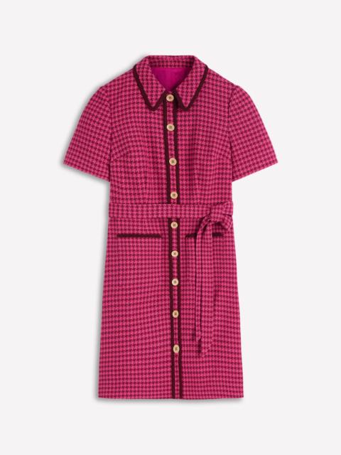 BODEN Loren Trim Short Dress-Red & Pink Dogtooth